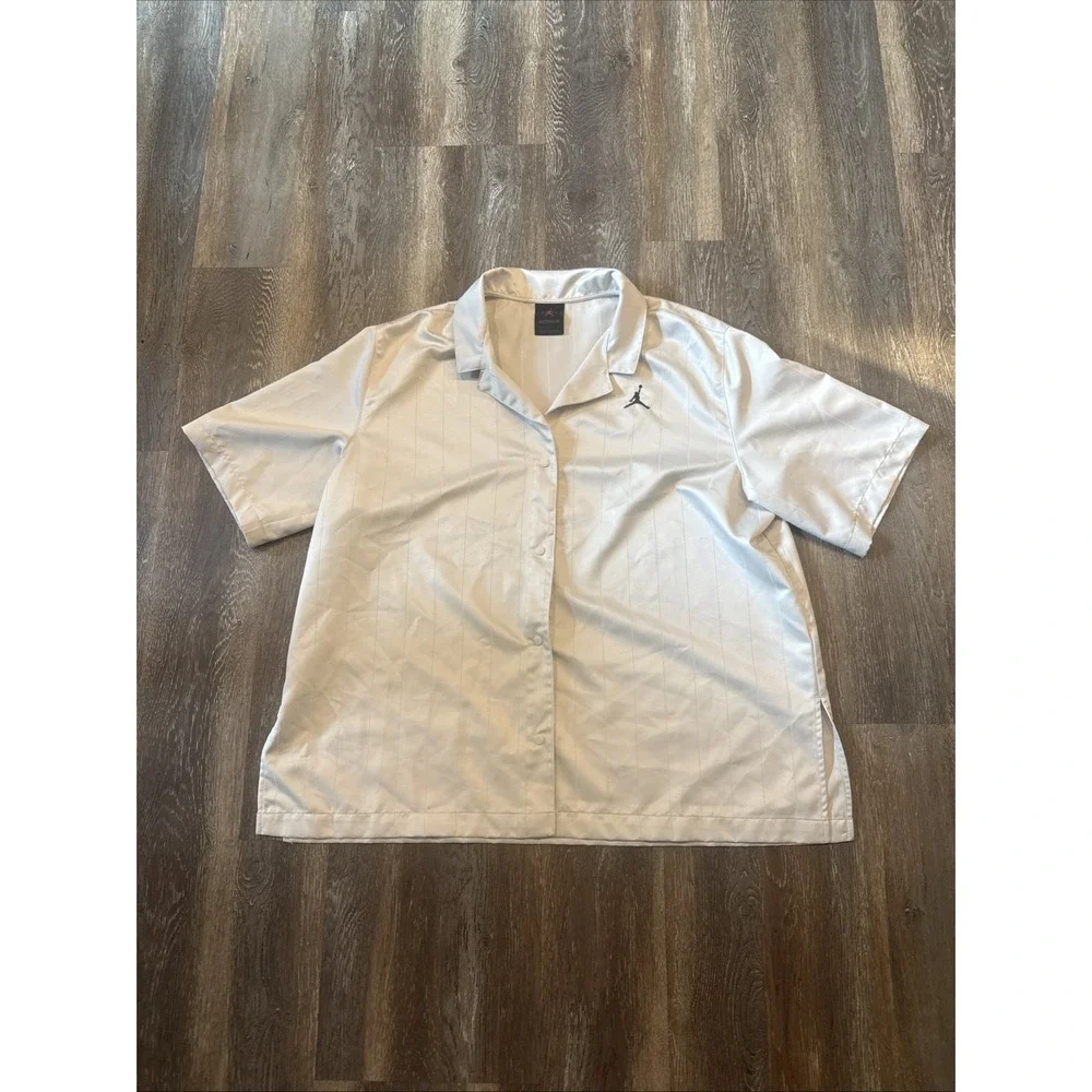 Jordan Brand Jumpman Stripe Short Sleeve Snap Button Up Shirt White Men's XL